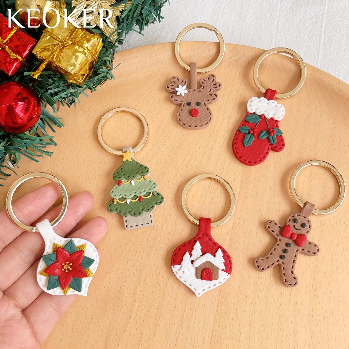 Amazon | Keoker クリスマスキーチェーンポリマークレイカッター
